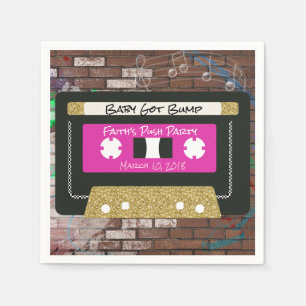 Retro 80's Roze en Gold Cassettebandje Servetten