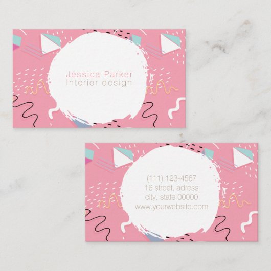Retro 80's Roze, met 90's gevulde moddervormen Visitekaartje (Voorkant / Achterkant)