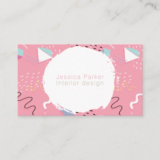 Retro 80's Roze, met 90's gevulde moddervormen Visitekaartje (Voorkant)