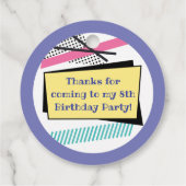 Retro 80's Schaats Party Birthday Hartelijk dank Bedankjes Labels (Achterkant)