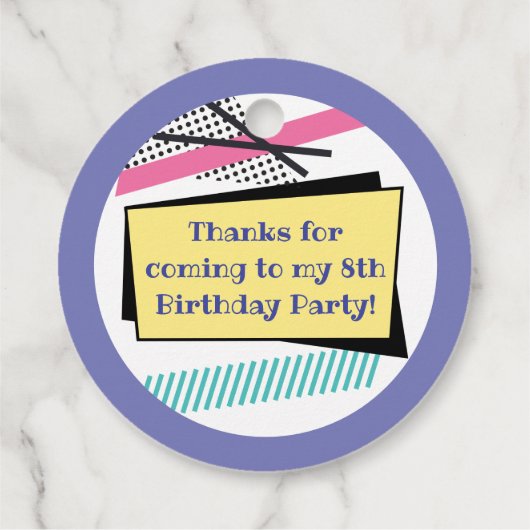 Retro 80's Schaats Party Birthday Hartelijk dank Bedankjes Labels (Achterkant)