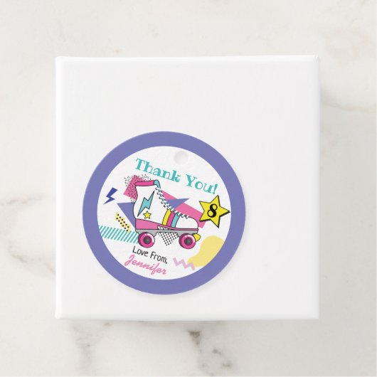 Retro 80's Schaats Party Birthday Hartelijk dank Bedankjes Labels (In situ)