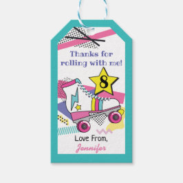 Retro 80's Schaats Party Birthday Hartelijk dank Cadeaulabel