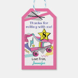 Retro 80's Schaats Party Birthday Hartelijk dank Cadeaulabel