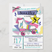 Retro 80's Schaats Party Birthday Kaart (Voorkant)