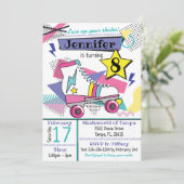 Retro 80's Schaats Party Birthday Kaart (Staand voorkant)