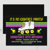 Retro 80s Schaats Party Birthday Uitnodigingen (Voorkant / Achterkant)