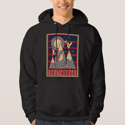 Retro 80s Schweitzer Mountain Ski Sunset Hoodie (Voorkant)