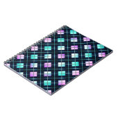 Retro 80's Sci-Fi Zwart, Blauw & Roze Argyle Notitieboek (Linkerzijde)