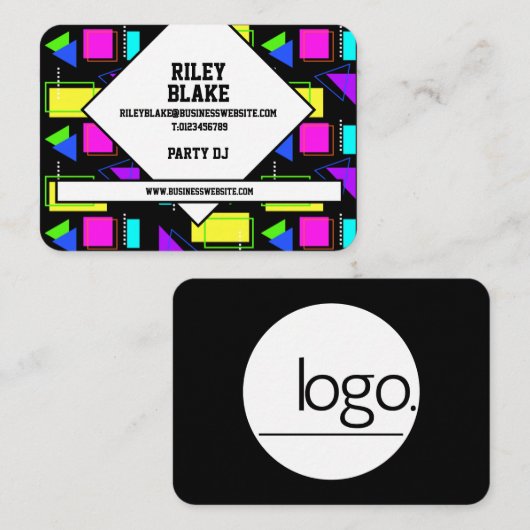 RETRO 80S SHAPE PATTERN BUSINESS COMPANY LOGO VISITEKAARTJE (Voorkant / Achterkant)