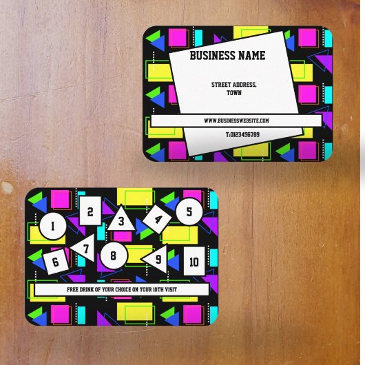 RETRO 80S SHAPE PATTERN BUSINESS COMPANY LOGO VISITEKAARTJE