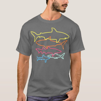 Retro 80s Shark Clothes Shark Party Kinder Mannen T-shirt