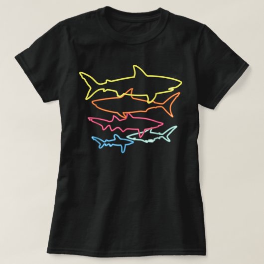 Retro 80s Shark Clothes Shark Party Sharks T-shirt (Design voorkant)