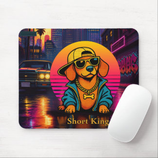 Retro 80s Short King Dachshund Mouse Pad Muismat