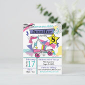 Retro 80's Skate Party Geboorte Uitnodiging (Staand voorkant)