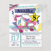 Retro 80's Skate Party Geboorte Uitnodiging (Voorkant)
