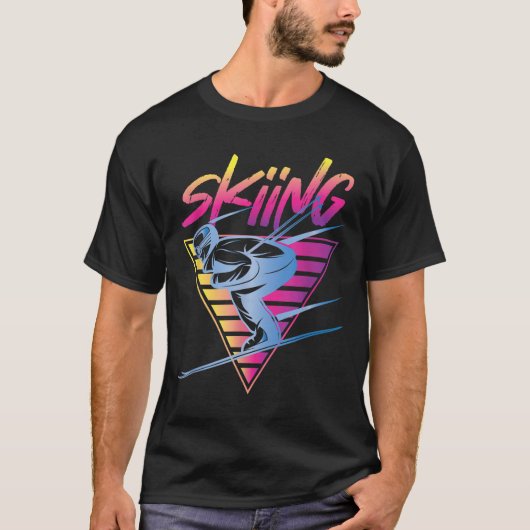Retro  80s Ski Skiing T-shirt (Voorkant)