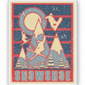 Retro 80s Sneeuwschoen Bergski Sticker (Voorkant)
