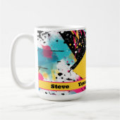 Retro 80s Splatter New Wave Pattern Gepersonalisee Koffiemok (Links)