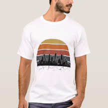 Retro 80s Stads Silhouet Zonsondergang Vintage Sta
