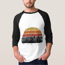 Retro 80s Stads Silhouet Zonsondergang Vintage Sta T-shirt