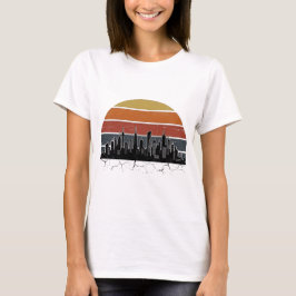 Retro 80s Stads Silhouet Zonsondergang Vintage Sta T-shirt