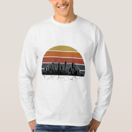 Retro 80s Stads Silhouet Zonsondergang Vintage Sta T-shirt