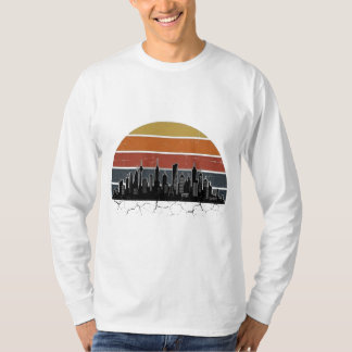 Retro 80s Stads Silhouet Zonsondergang Vintage Sta T-shirt