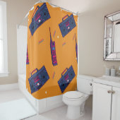 Retro 80s stijl achtergrond, kleurrijk. douchegordijn (In situ)