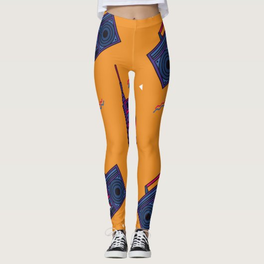 Retro 80s stijl achtergrond, kleurrijk. leggings (Voorkant)