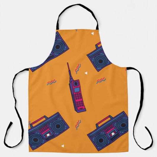 Retro 80s stijl achtergrond, kleurrijk. schort (Voorkant)