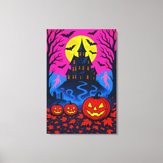 Retro 80s stijl Halloween Pop Art Canvas Afdruk (Voorkant)
