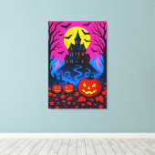 Retro 80s stijl Halloween Pop Art Canvas Afdruk (Insitu (Houten vloer))