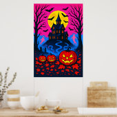 Retro 80s stijl Halloween Pop Art Poster (Keuken)