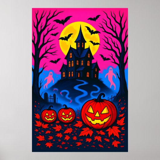 Retro 80s stijl Halloween Pop Art Poster (Voorkant)
