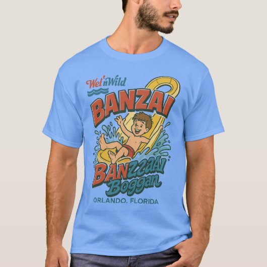 Retro 80s-stijl waterpark BANZAI ORLANDO, FLORIDA T-shirt (Voorkant)