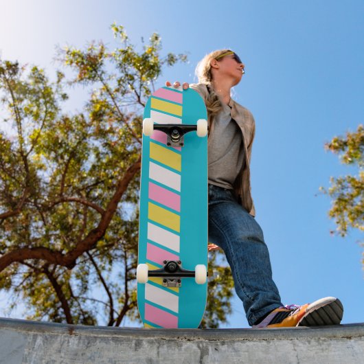 Retro 80s Strepen Persoonlijk Skateboard (Buiten 1)