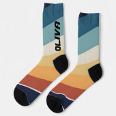 Retro 80s Stripes gepersonaliseerd Sokken (Links)