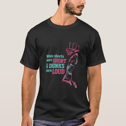 Retro 80s Style Basketball Dunk Illustration T-shirt (Voorkant)