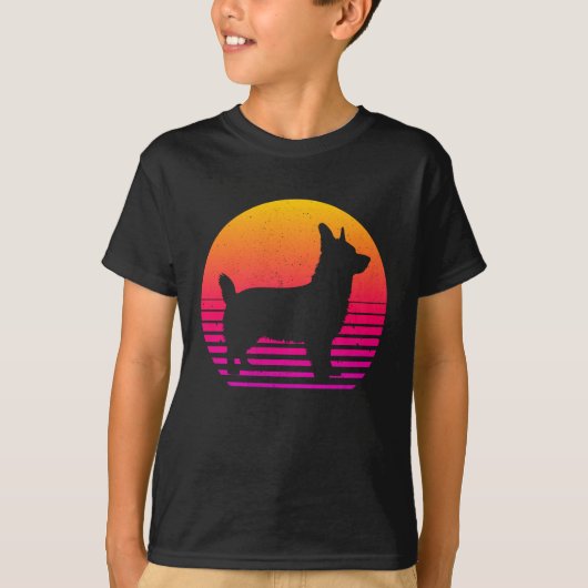 Retro 80's Style Corgi T-shirt (Voorkant)