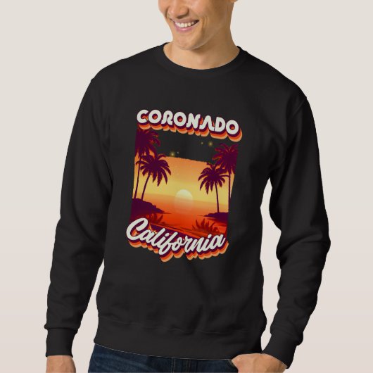 Retro 80's Style Coronado Palm Tree California Sur Trui (Voorkant)