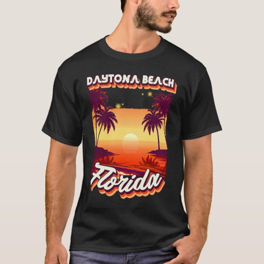 Retro 80's Style Daytona Beach Florida Palm Tree S T-shirt (Voorkant)