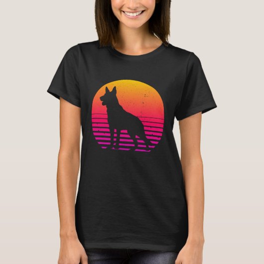  Retro 80's Style Duitse Herder T-shirt (Voorkant)
