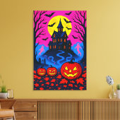 Retro 80s Style Halloween Pop Art Canvas Afdruk (Insitu (Woonkamer))