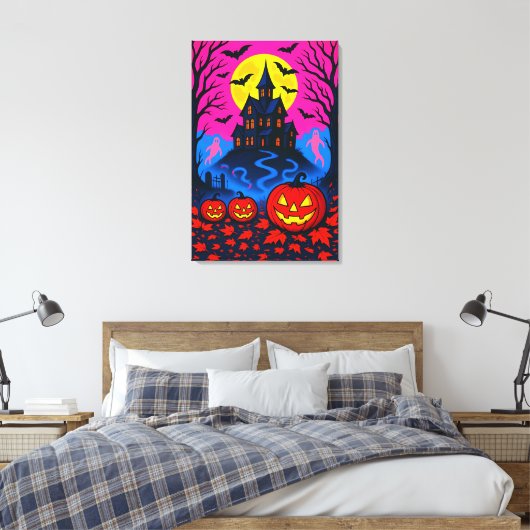 Retro 80s Style Halloween Pop Art Canvas Afdruk (Insitu (Slaapkamer))