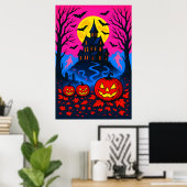 Retro 80s Style Halloween Pop Art Poster (Thuiskantoor)