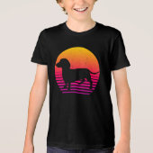 Retro 80's Style Teckel Tri-Blend Shirt (Voorkant)