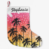 Retro 80's Summer Palm Trees Geometrische driehoek Kleine Kerstsok (Voorkant)