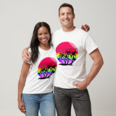 "Retro 80s Summer Vibe T-shirt - Rainbow Palm Suns (Unisex)