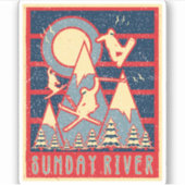 Retro 80s Sunday River Ski Sticker (Voorkant)